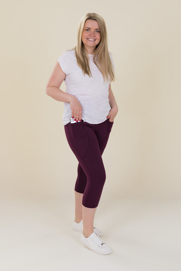 Comfort Max Plum 2 Pocket Cropped Leggings