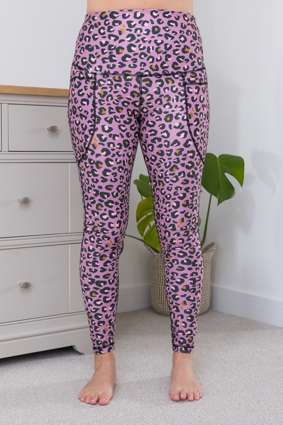 Mauve Leopard Print 2 Pocket Full Leggings