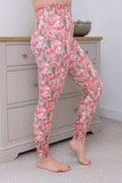 Candy Pink Embroidery Print 2 Pocket Full Leggings - Love Lissie