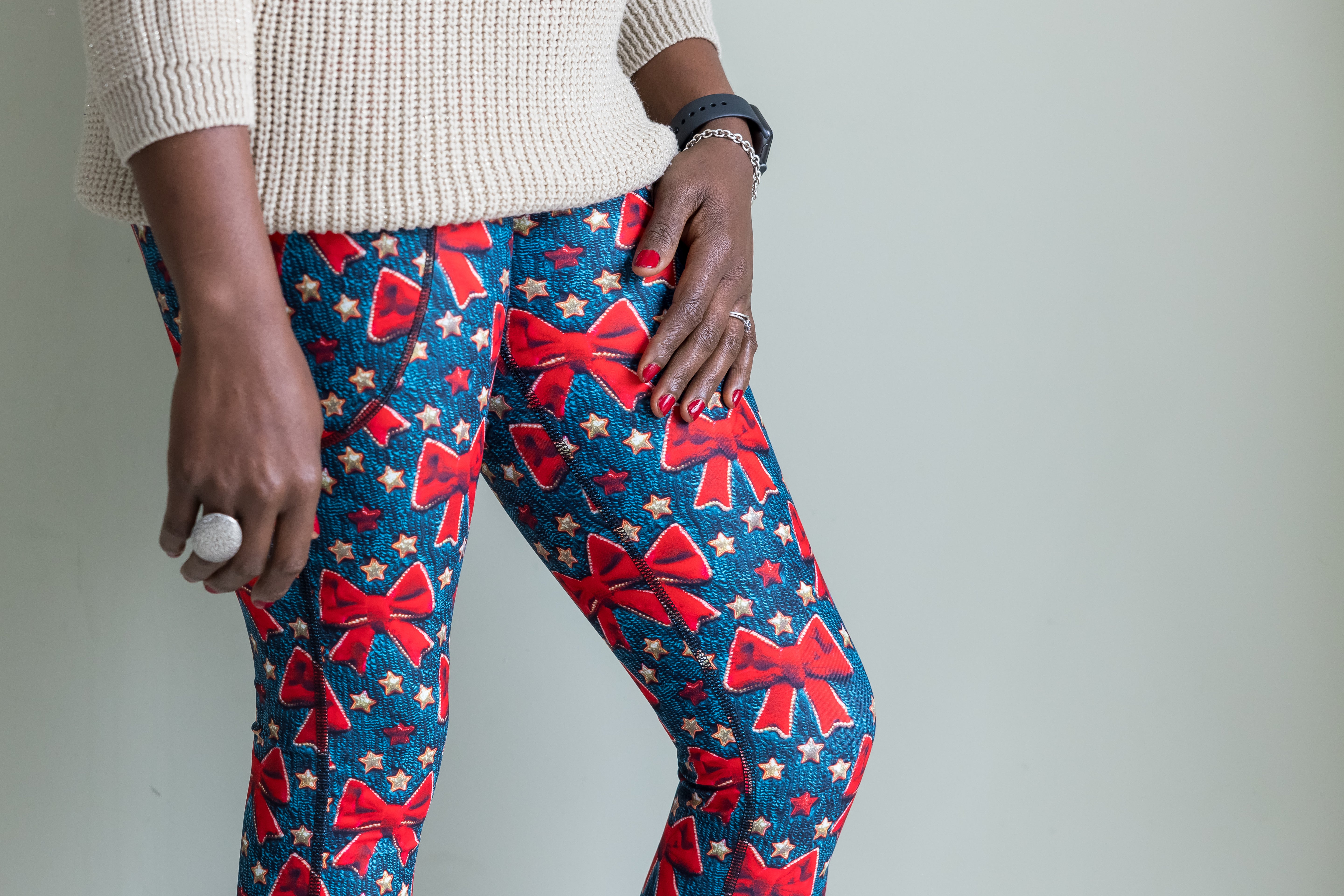 Christmas Bows Print 2 Pocket Full Leggings - Love Lissie