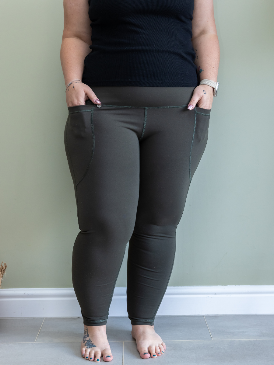 Body Sculpt Khaki 2 Pocket Full Leggings - Love Lissie