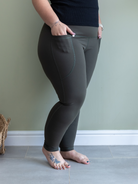 Body Sculpt Khaki 2 Pocket Full Leggings - Love Lissie