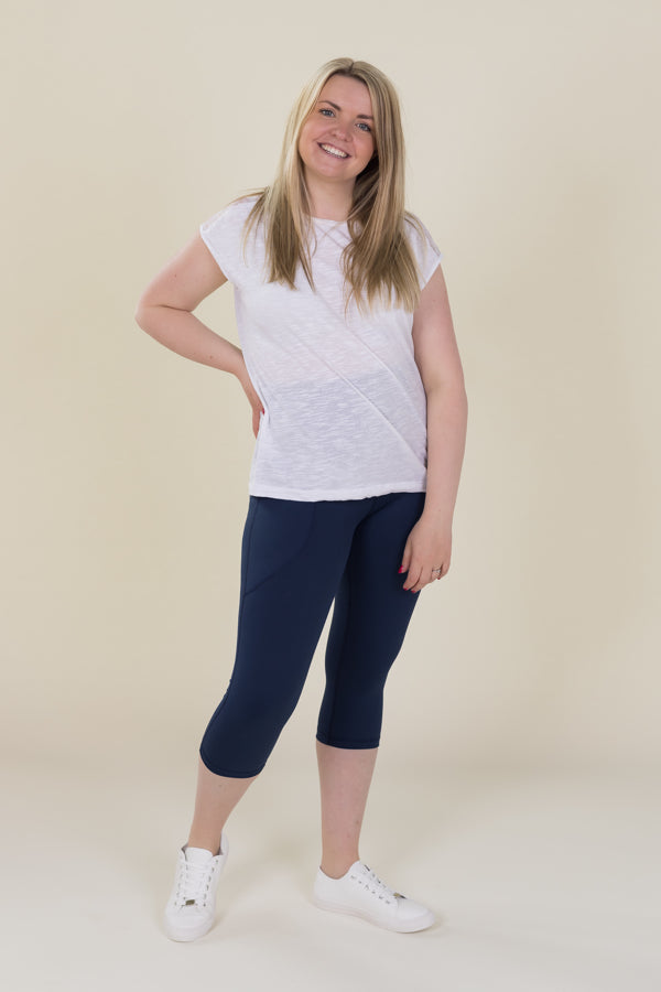 Comfort Max Navy 2 Pocket Cropped Leggings - Love Lissie