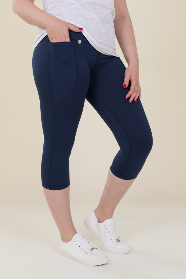 Comfort Max Navy 2 Pocket Cropped Leggings - Love Lissie