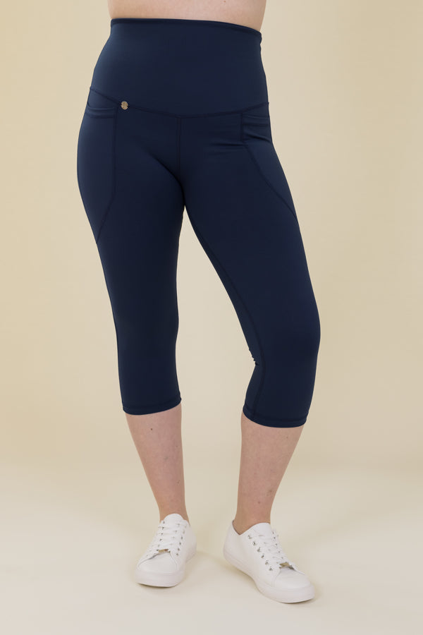 Comfort Max Navy 2 Pocket Cropped Leggings - Love Lissie