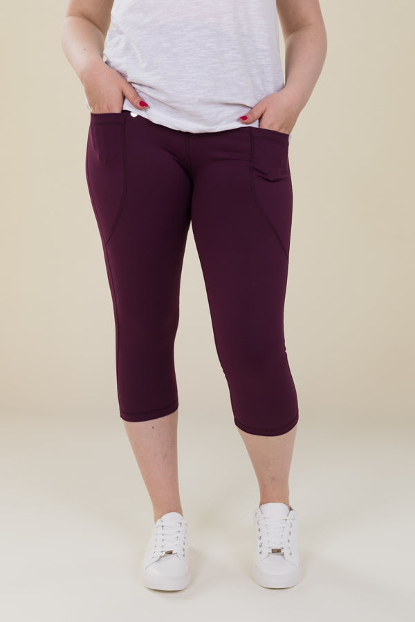 Comfort Max Plum 2 Pocket Cropped Leggings - Love Lissie