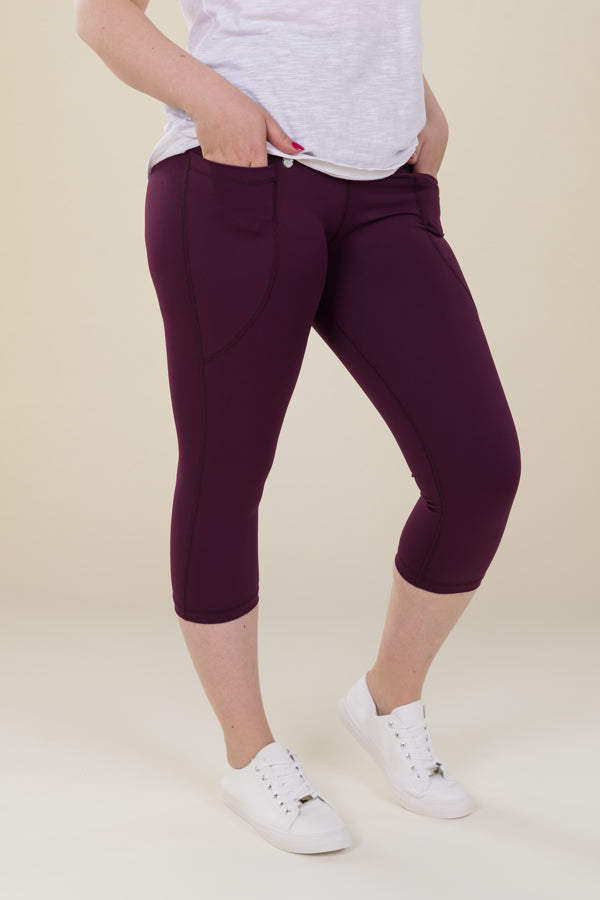 Comfort Max Plum 2 Pocket Cropped Leggings - Love Lissie