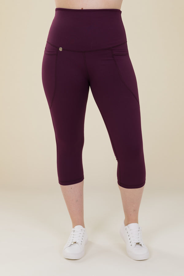 Comfort Max Plum 2 Pocket Cropped Leggings - Love Lissie