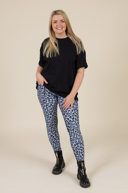 Grey Leopard 2 Pocket Full Leggings