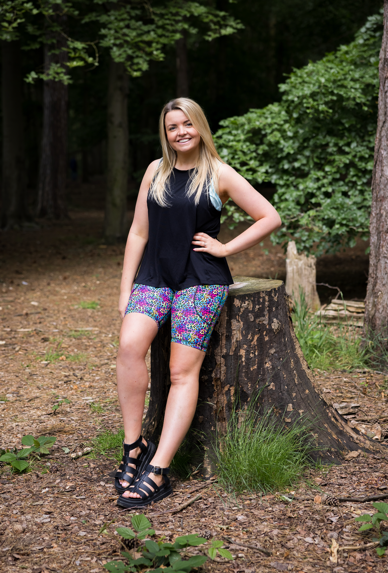 Rainbow Leopard 2 Pocket Cycling Shorts - Love Lissie